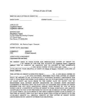 Irrevocable Letter of Credit Form