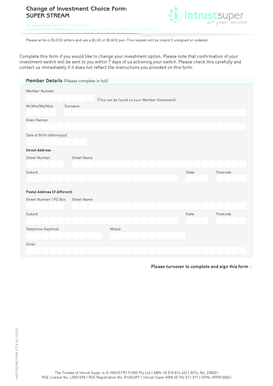 Change of Investment Choice Form