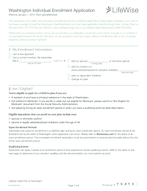 Washington Health Plan Enrollment Application