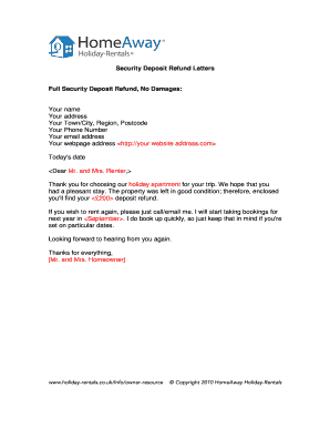 Security Deposit Refund Letter