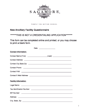 New Ancillary Facility Questionnaire