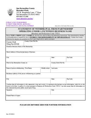 Statement of Withdrawal from Fictitious Business Name