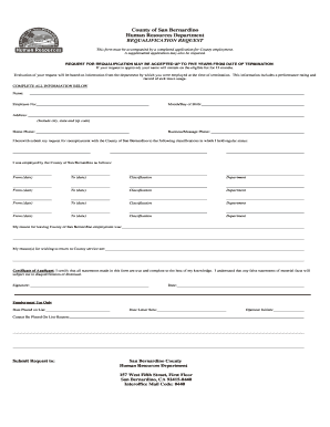 San Bernardino County Requalification Request Form