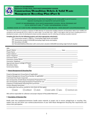 Construction/Demolition Debris Recycling Plan