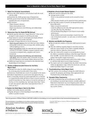 School-Home Daily Report Card Guide
