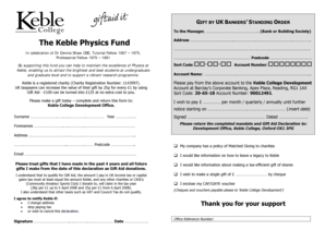 UK Bankers' Standing Order Gift Form