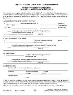 Georgia Workers' Compensation Coverage Election Form