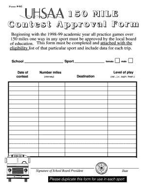 School Practice Game Approval Form