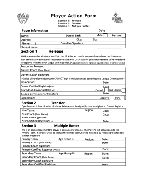 Player Action Form