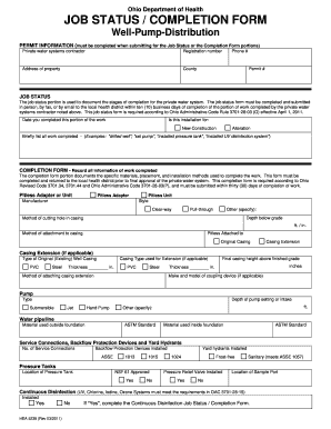 Ohio Well-Pump Distribution Job Status Form