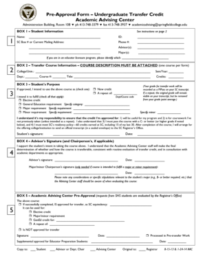 Undergraduate Transfer Credit Pre-Approval Form