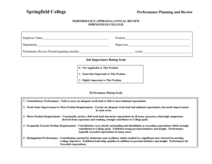 Springfield College Performance Review Form