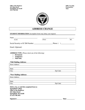 Student Address Change Form