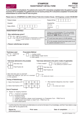 Radiotherapy Detail Form PR08
