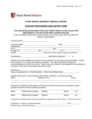 Auditory Processing Evaluation Form