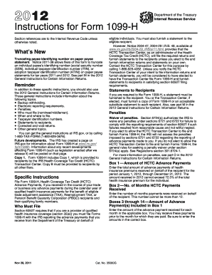Instructions for Form 1099-H