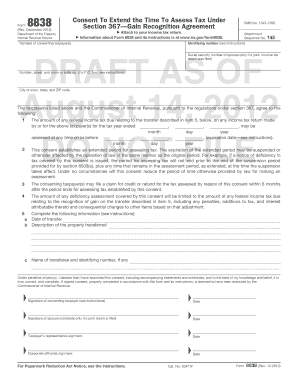 IRS Form 8838 Gain Recognition Agreement