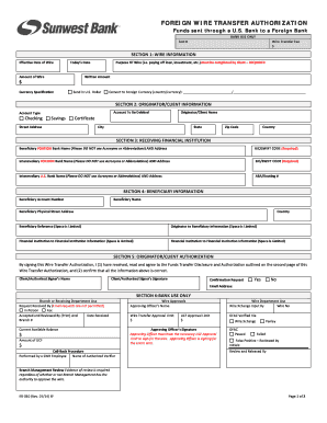 Foreign Wire Transfer Authorization