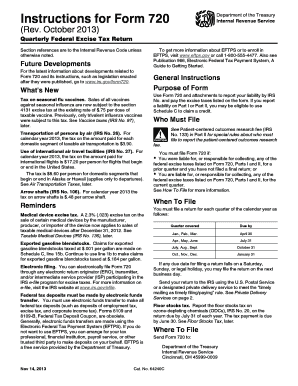 Form 720 Quarterly Federal Excise Tax Return