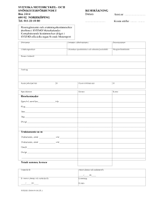 Swedish Motorcycle and Snowmobile Federation Travel Expense Form