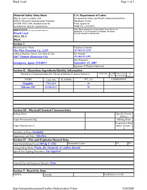 Material Safety Data Sheet for Pencil Lead