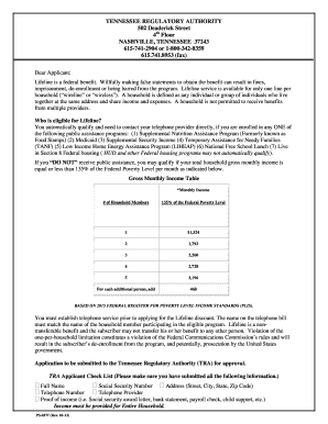 Tennessee Lifeline Application Form