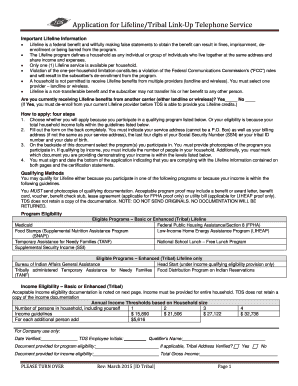 Lifeline/Tribal Link-Up Telephone Service Application