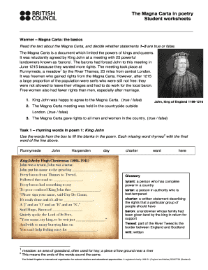 Magna Carta Student Worksheets
