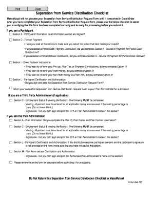 Separation from Service Distribution Request Form