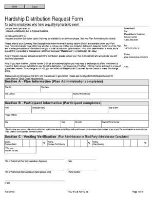 Hardship Distribution Request Form