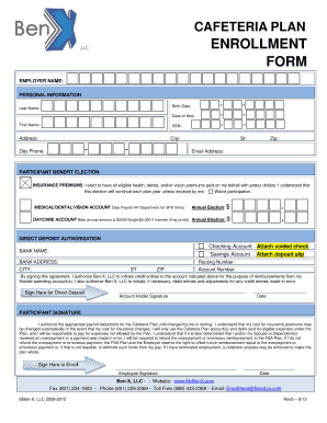 Cafeteria Plan Enrollment Form