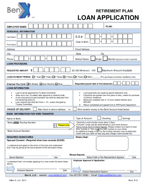 Retirement Plan Loan Application