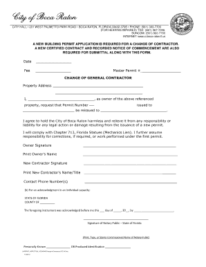 Change of General Contractor Form