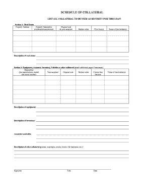 Schedule of Collateral