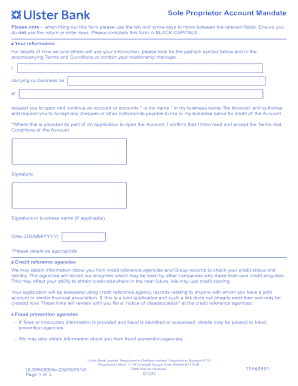 Sole Proprietor Account Mandate