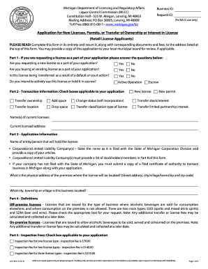 Michigan Liquor License Application