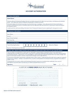 ACH Debit Authorization Form