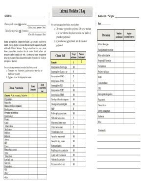 Internal Medicine Student Log