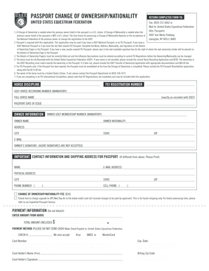 USEF Passport Change of Ownership/Nationality Form