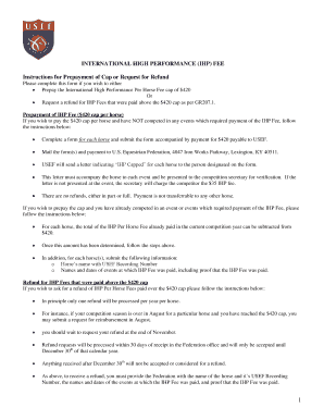 International High Performance Fee Form
