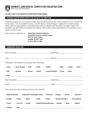 Member's Competition Evaluation Form