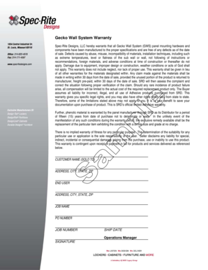 Gecko Wall System Warranty