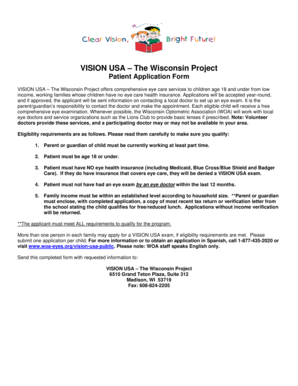 VISION USA Patient Application Form