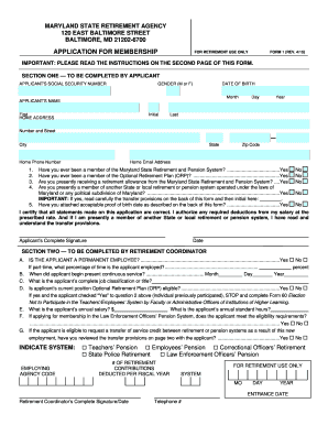 Maryland State Retirement Application Form 1