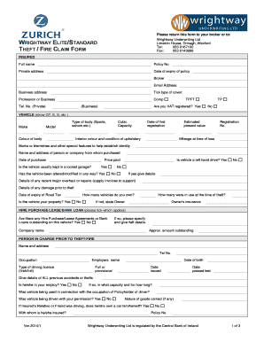 Theft Fire Claim Form