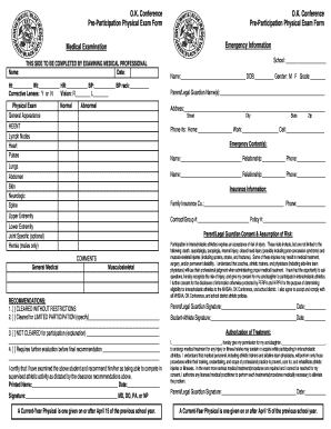 Pre-Participation Physical Exam Form