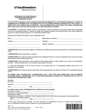 Authorization for Verbal Release of Protected Health Information