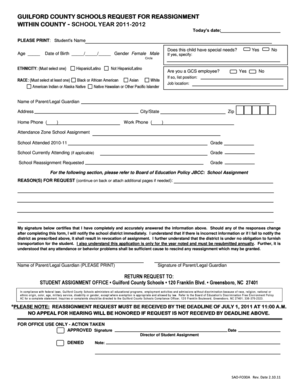 Guilford County Schools Reassignment Request
