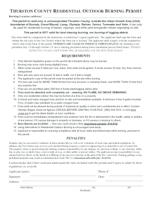 Thurston County Residential Outdoor Burning Permit