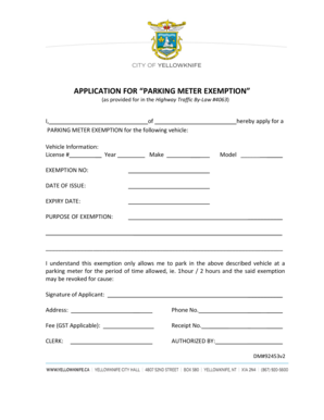 Parking Meter Exemption Application